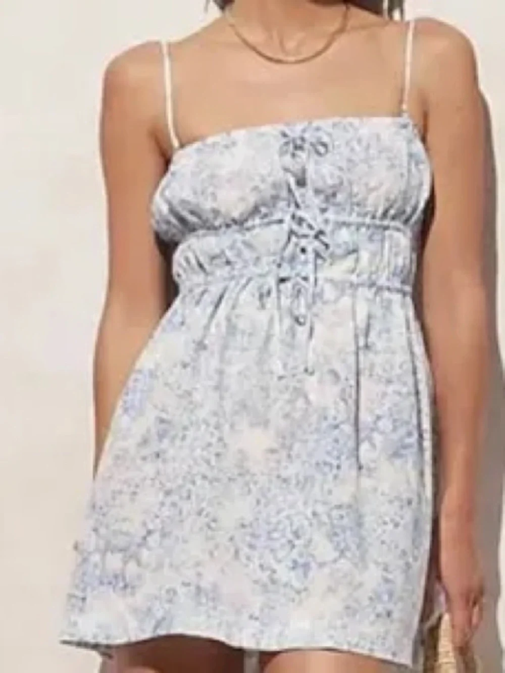 J.Crew Blue & White Toile Print Linen Blend Tie Front Dress XS NWT